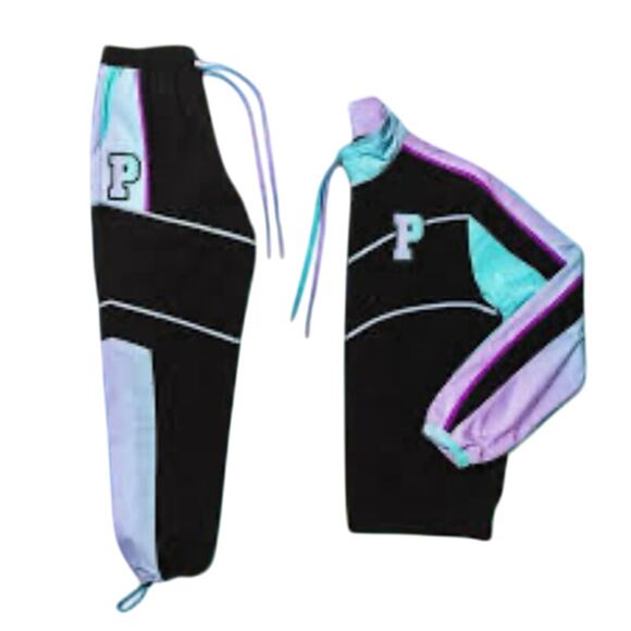 Pink Victorias Secret Dolphin Mr. Positive Windbreaker jacket and Pants set SzM - Picture 1 of 6